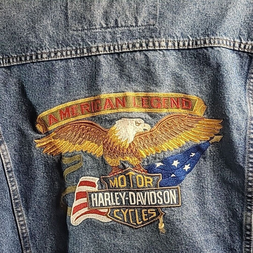 Harley-Davidson Blue Denim Vest with Eagle Patch